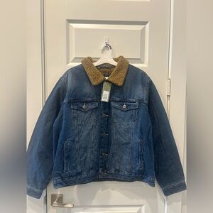 Universal Thread Blue Denim Jacket with Brown Collar